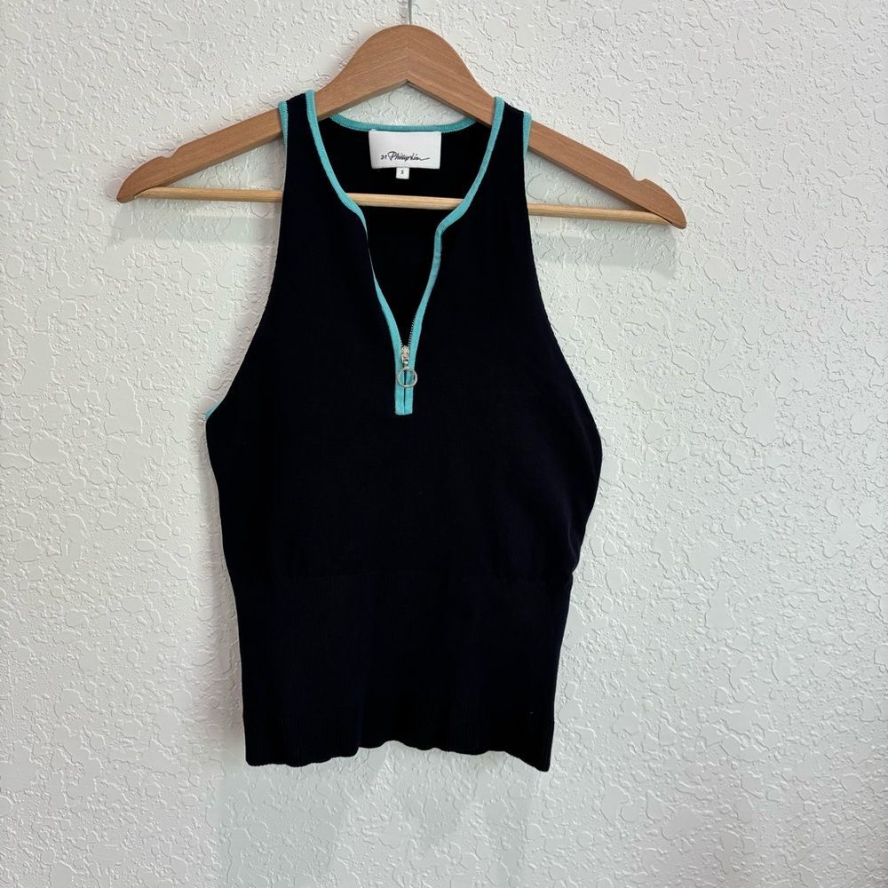 3.1 Phillip Lim Navy Blue Sporty Sleeveless Sweater Top Size Small